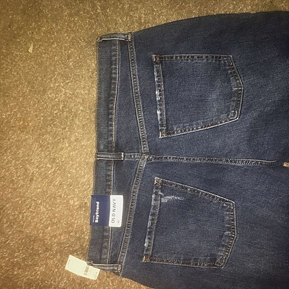 Mid-Rise Boyfriend Jeans. Size 10 l. Dark Blue Jeans